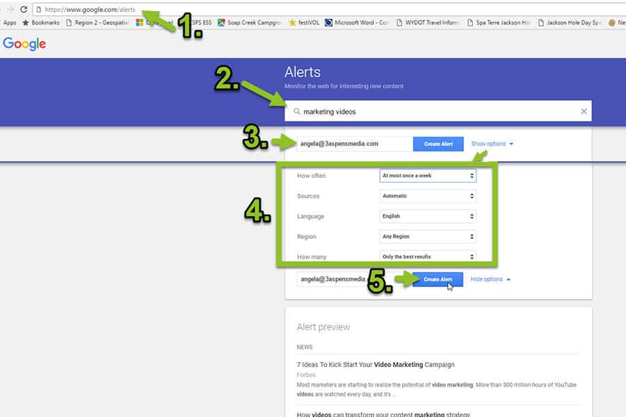 Configura Alertas de Google para Notificarte Sobre Cualquier Mencion de tu Marca.